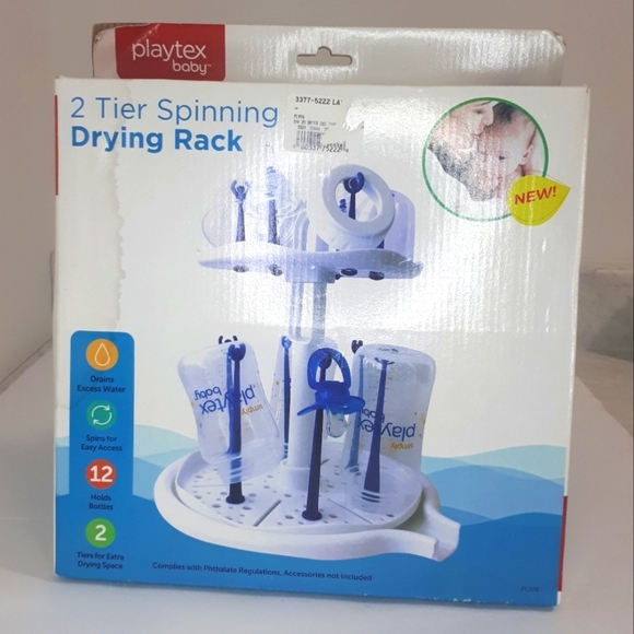 Playtex Baby 2 Tier Spinning Drying Rack. Spins, Holds Up To 12 Bottles NEW - Picture 1 of 8